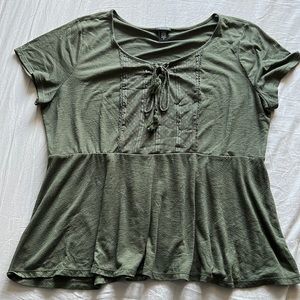Torrid peplum style green t-shirt, 2X